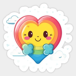 Cute Kawai Colorful Rainbow Heart Sticker